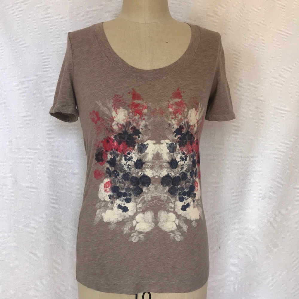 Marc by Marc Jacobs Sm flower mocha scoopneck tsh